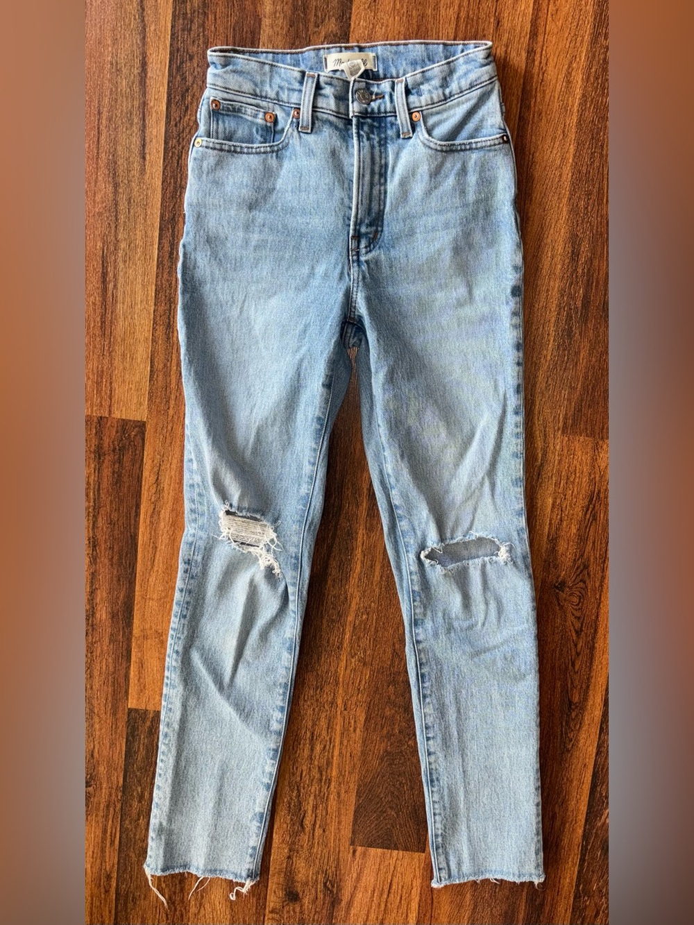 Madewell The Perfect Vintage Light Blue Distressed Women’s Jeans Size 23
